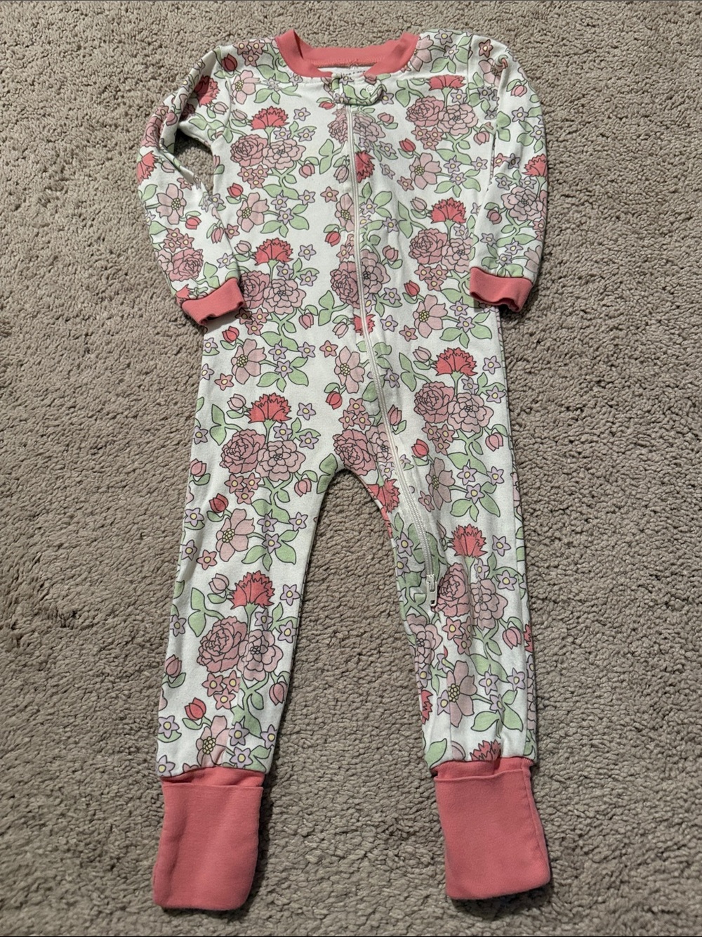Toddler Girl 18-24m Monica + Andy Pink Floral Baby One-Piece Footless Pajamas